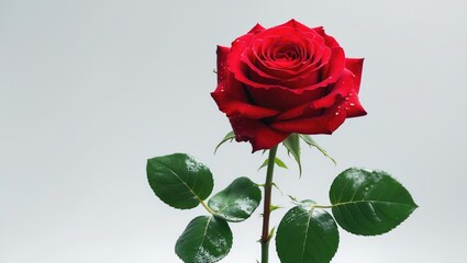 Stunning red rose isolated on white background