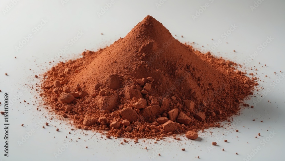 Poster cocoa powder isolated on a white background for presentation.