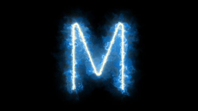 Alphabet letters with blue neon glowing animation. Loop Animation. Stock Video.