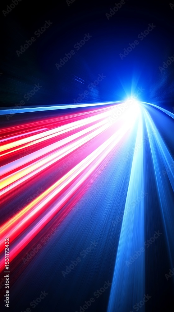 Poster abstract image of blurred streaks of light, representing speed and motion