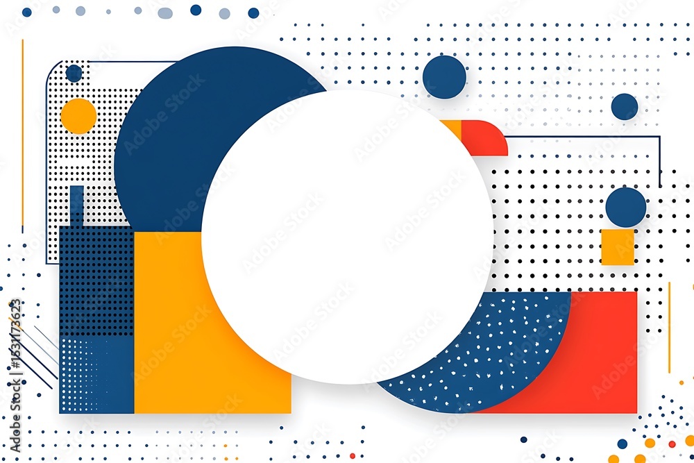 Aufkleber geometry shapes composition with circle space for message design background