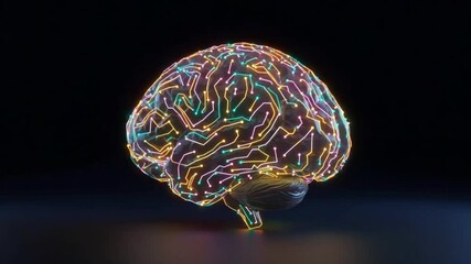 Creative digital brain artwork of neural network and artificial intelligence illustration - Powered by Adobe