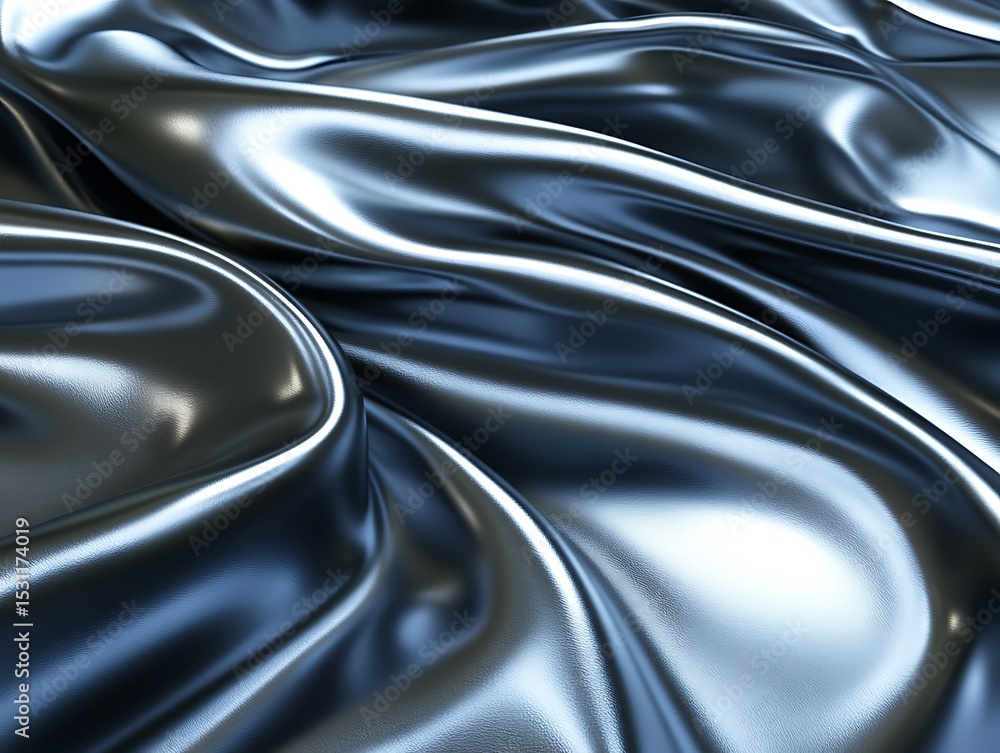 Poster iridescent chrome cloth abstract texture with soft folds and ripples