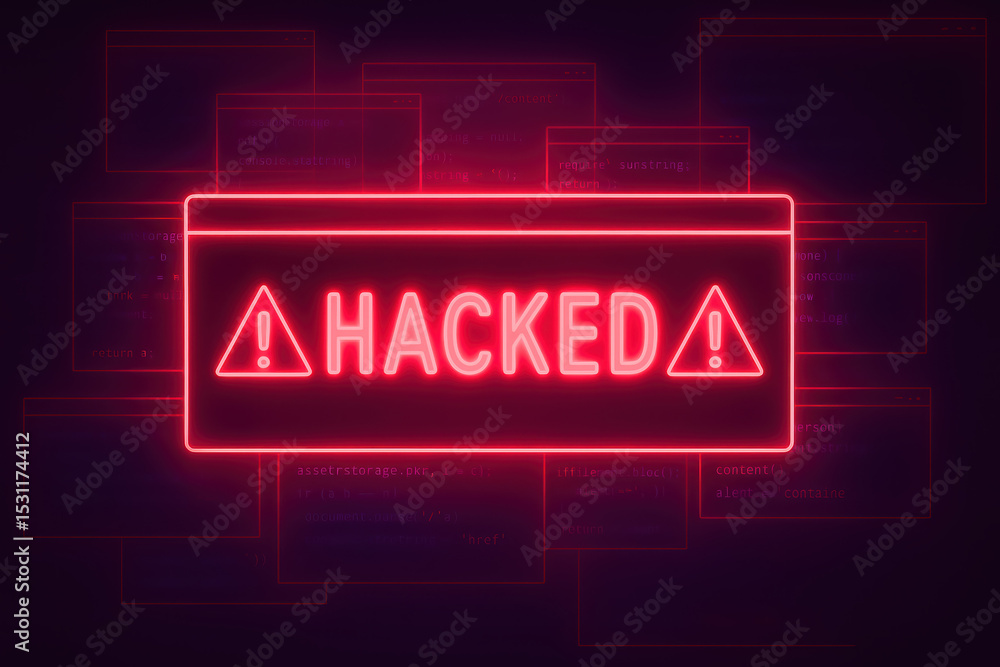 Poster a cybersecurity alert highlights vulnerability and risk management in digital networks with a hackin