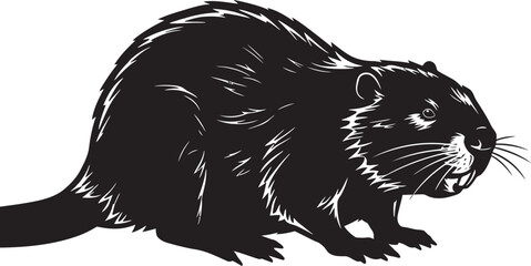 Obraz premium Beaver Animal black color Silhouette Vector