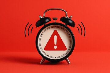 Urgency signals drive immediate attention as a vintage alarm clock with a warning icon emphasizes critical time management