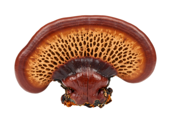 Brown polypore fungus isolated on transparent background
