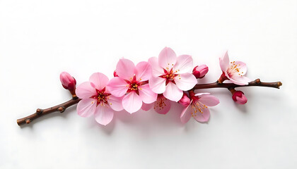 Cherry Blossom Branches and Falling Petals Against a Blue Sky