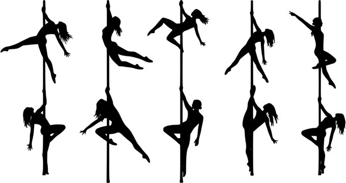 vector silhouette of a woman dancing pole dance
