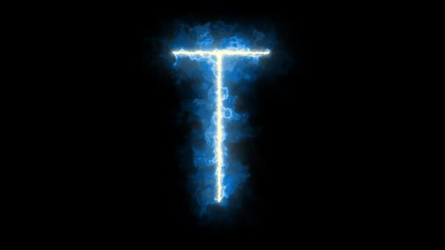Alphabet letters with blue neon glowing animation. Loop Animation. Stock Video.