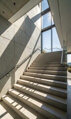 Architectural staircase design modern building interior view minimalist environment natural light