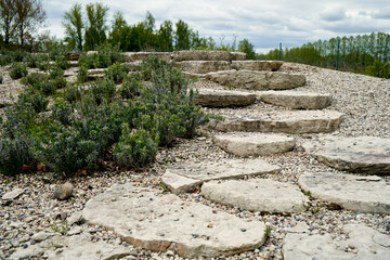 Stone stairs Stone staircase in garden Background Texture