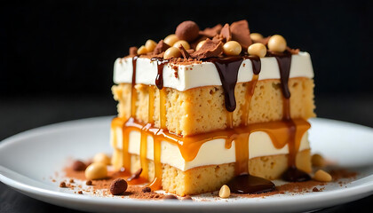 Delicious Peanut Butter and Chocolate Layer Cake Slice