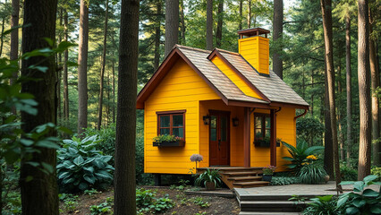 house in the woods, old house in the village, hut in the jungle, river, stone bridge
