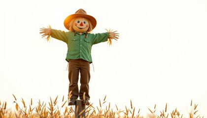 Golden field landscape with rustic scare, serene countryside scene under dramatic sky