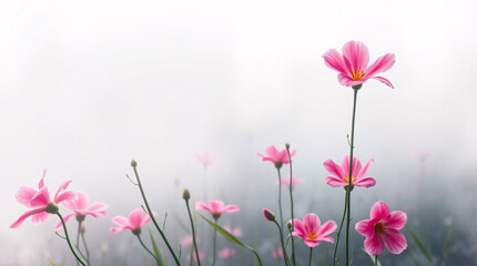 Naklejka premium Soft pink flowers in delicate blossom, gentle and vibrant floral arrangement.