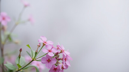 Delicate pink flowers in soft focus, blooming beautifully against a serene background.