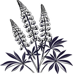 Black and white floral patterns with leaves for elegant vintage nature design