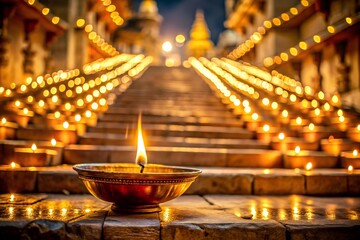 happy Diwali burning candles in church 