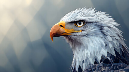 Obraz premium Detailed close-up of an eagle's head, rendered in a polygonal style.