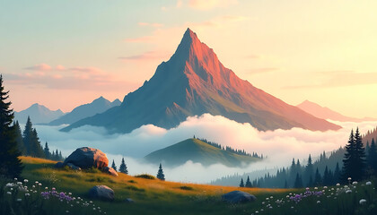 sunset in the mountains