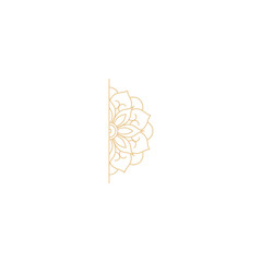 Golden floral half mandala delicate ornamental design template graphic element