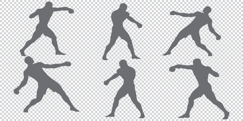 Silhouette of a boxer throwing a punch. Vector silhouette EPS 10