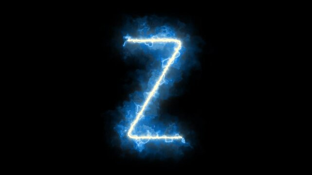 Alphabet letters with blue neon glowing animation. Loop Animation. Stock Video.