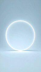 Bright Blue Neon Circle Light Minimalist Background