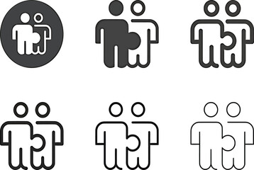 Disability and Caregiver Icons Set – Inclusive People Support Symbols – Minimalist Vector Design