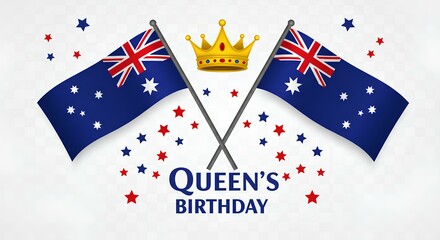 Obraz premium Celebrating Queen's Birthday with Australian Flags 