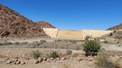A wonderful panoramic view of the Ahl Souss dam, used for storing rainwater, in the middle of the...