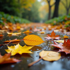 autumn leaves on the ground in autumn