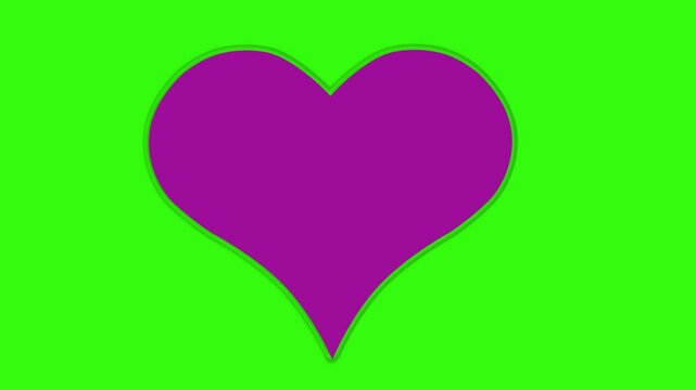 purpple love icon blinking beautifully on green screen