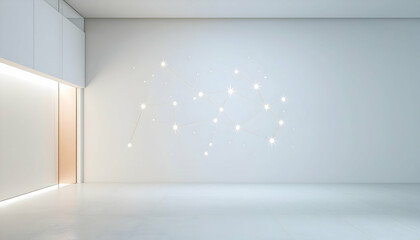 Obraz premium Modern Minimalist White Room Interior Design with Star Pattern Wall