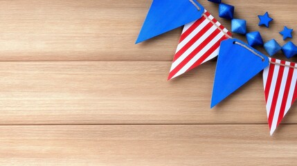 Obraz premium Cupcake Usa Celebration With American Flags And Sparkler. Patriotic dessert party featuring miniature cakes festive decorations and bright pyrotechnics for a joyful national holiday event.