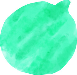 Green watercolor speech bubble illustration. designed for comic use, graphic overlays, and cute message templates, ideal for expressing text in children's books, posters, or fun digital media.