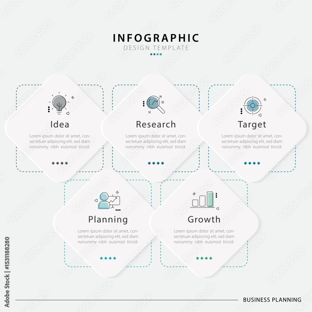 Poster timeline infographic template. 5 step timeline journey, calendar flat simple infographics design tem