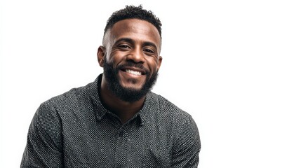 Happy smiling man portrait.  Studio shot, white background. Ideal for advertising, websites, and social media.