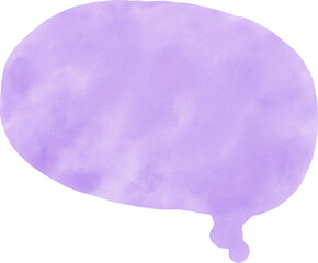 Purple watercolor speech bubble illustration. designed for comic use, graphic overlays, and cute message templates, ideal for expressing text in children's books, posters, or fun digital media.