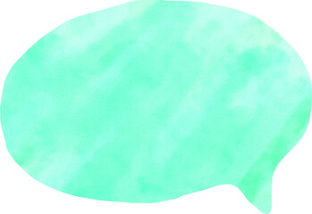 Green watercolor speech bubble illustration. designed for comic use, graphic overlays, and cute message templates, ideal for expressing text in children's books, posters, or fun digital media.