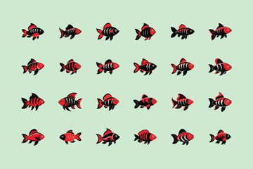 Scarlet Badis, aquarium, vector art illustration