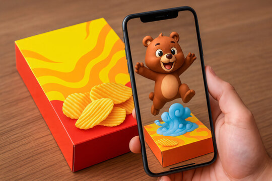 AR Snack Box with Fun Bear Character and Interactive Packaging