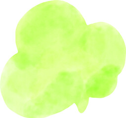 Yellow green watercolor speech bubble illustration. designed for comic use, graphic overlays, and cute message templates, ideal for expressing text in children's books, posters, or fun digital media.