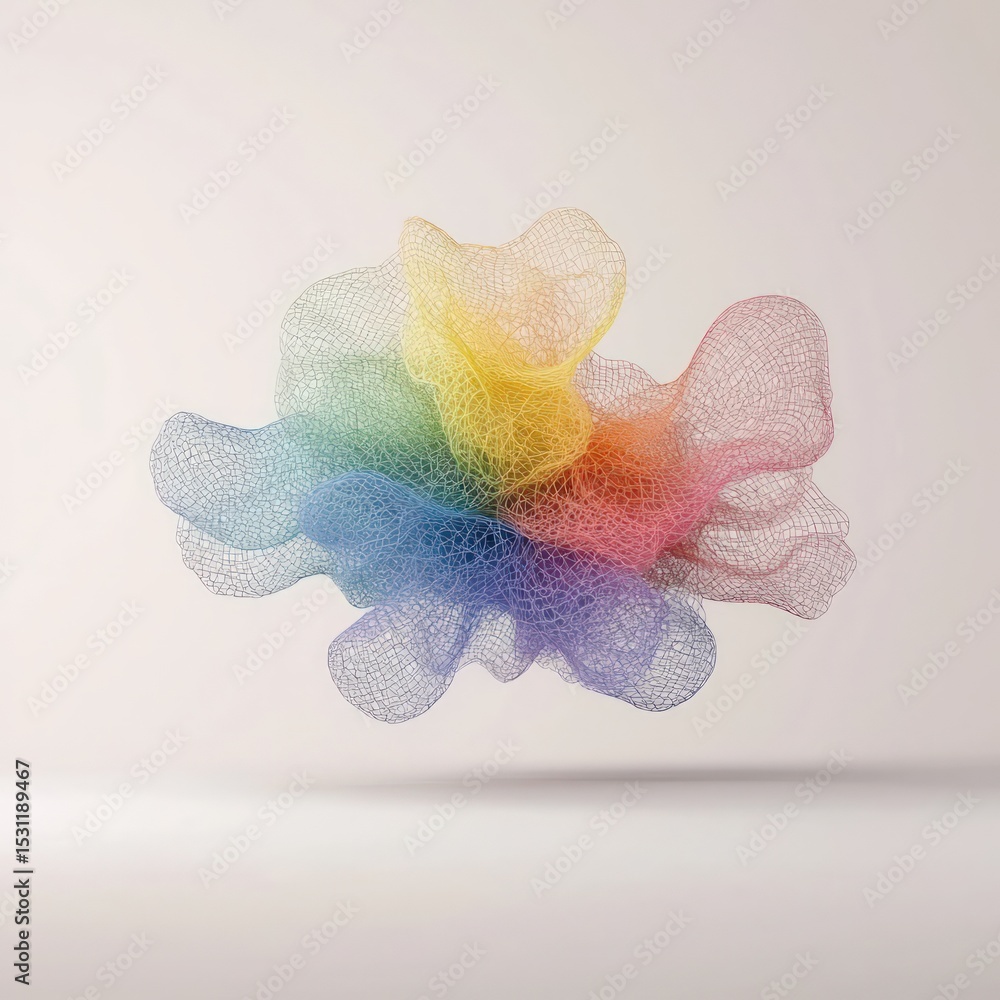 Poster rainbow gradient noise mesh wireframe abstract