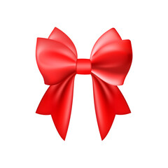 Fototapeta premium 3D Realistic red gift bow. Christmas, birthday and sale decoration.