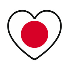 Heart-shaped Japanese flag icon on white background
