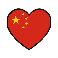 Heart-shaped Chinese flag icon on white background