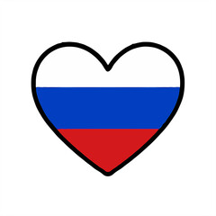 Heart-shaped Russian flag icon on white background