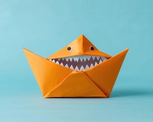 Origami mimic monster disguised as a folded treasure chest, with sharp teeth hidden inside